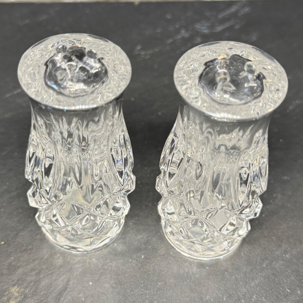 Gorham Crystal Glass Salt and Pepper Shakers Set Clear Lead w/ Stoppers Usable